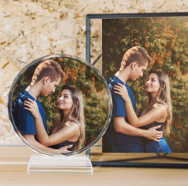 Personalised Round Photo Block, Custom Crystal Photo Color, Personalized Gift, Christmas Gift, Unique Gifts, Custom Photo Gifts, Couple Gift