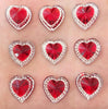 50 Pcs Rhinestone Hearts - Red Heart Flatback - 14 mm - Nail Art Cabochon - Embellishments DIY Craft Supplies - Nail Hearts Tiny Hearts