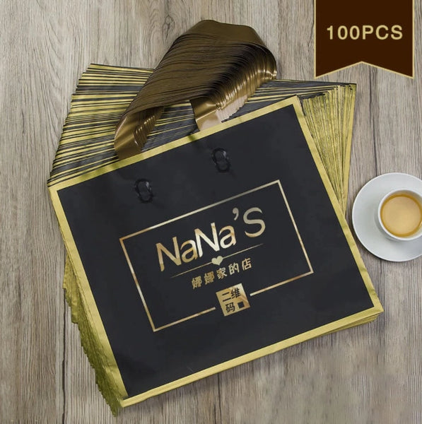 100 Pcs Custom Shopping Bags with Logo for Boutique - Personalized Plastic Bags with Logo Custom Merchandise Bags with Logo for Business