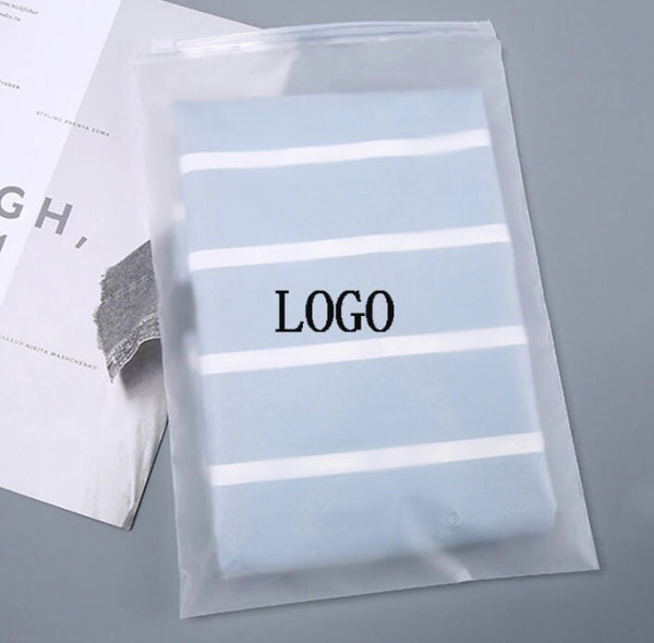 20 Custom Ziplock Plastic Bags For Clothing Underwear, Toys, Cosmetic - Personalized Frosted Zip Seal Retail Packaging With Logo Printing