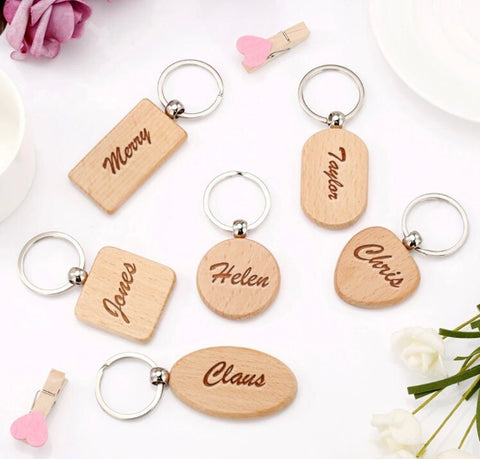 Custom Wooden Keyring, Personalized Name Keychain, Durable Key Chain, Nametag Luggage Tag, Keyholder, Gift for Him Her, Anniversary Gift