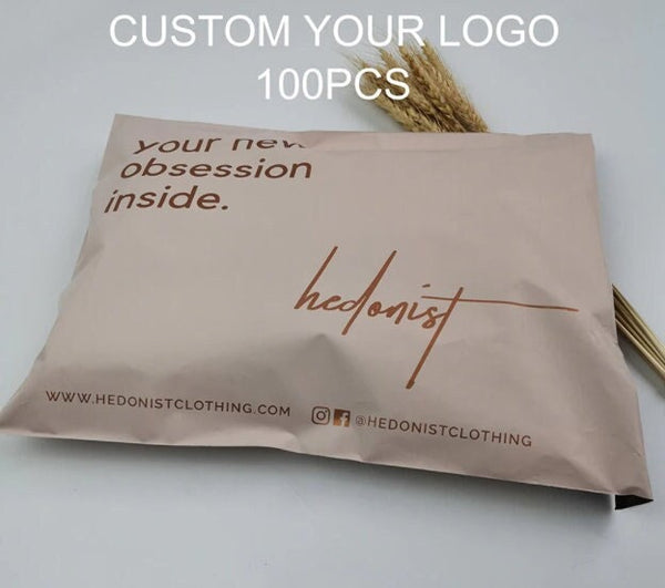 100 Pcs Custom Poly Mailers for Clothing - Personalized Logo Adhesive Self Sealing Shipping Bags Envelope - Plastic Mailing Bag Postage Bag