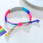 สร้อยข้อมือชื่อสั่งทำ - สร้อยข้อมือชื่อส่วนตัว - สร้อยข้อมือผูกเชือกสายรุ้งสำหรับเด็กฉุกเฉิน - ของขวัญคริสต์มาสสำหรับแฟนหรือภรรยา