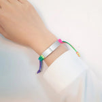 สร้อยข้อมือชื่อสั่งทำ - สร้อยข้อมือชื่อส่วนตัว - สร้อยข้อมือผูกเชือกสายรุ้งสำหรับเด็กฉุกเฉิน - ของขวัญคริสต์มาสสำหรับแฟนหรือภรรยา