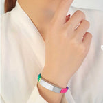 สร้อยข้อมือชื่อสั่งทำ - สร้อยข้อมือชื่อส่วนตัว - สร้อยข้อมือผูกเชือกสายรุ้งสำหรับเด็กฉุกเฉิน - ของขวัญคริสต์มาสสำหรับแฟนหรือภรรยา