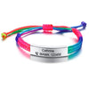 Custom Name Bracelet- Personalized Name Bracelet - Rainbow Rope Tie Emergency ID Bracelet for Kids - Christmas Gift for Girlfriend Wife