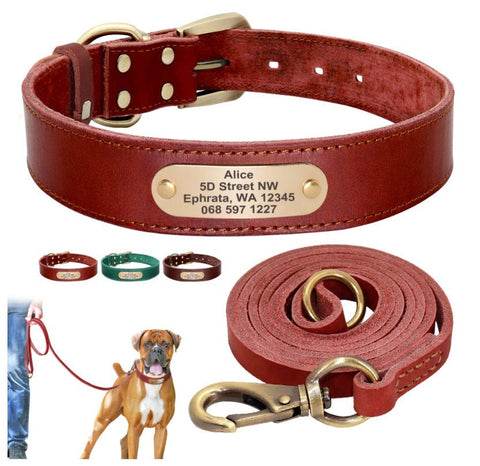 Personalized Leather Dog Collar, Engraved Dog Collar, Custom Dog Collar with Name Plate, Leather Dog Collar, Small Medium Large Dogs