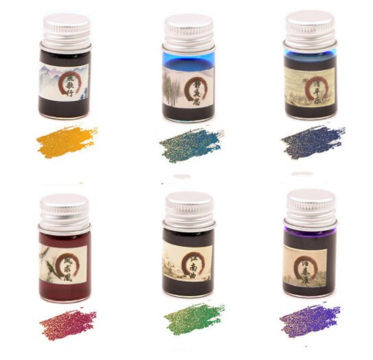 Calligraphy Pen Ink - Fountain Pen Ink Refill Bottle Set, Dip Pen ink, Glass Dip Pen Quill Pen Feather Pen Wooden Dip Ink