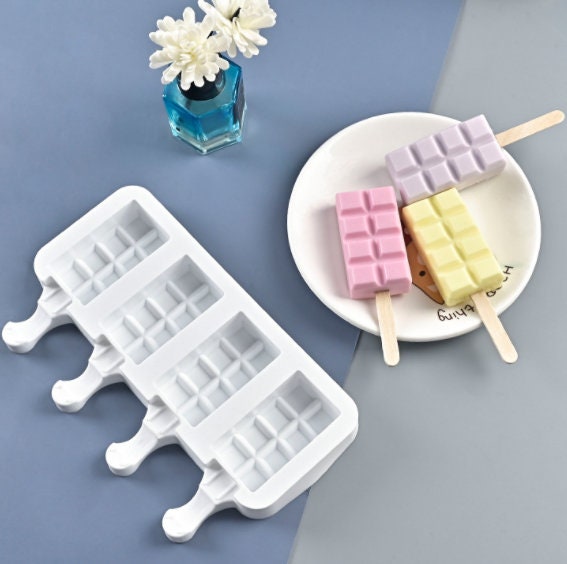 Acuan Ais Krim - Acuan Ais Krim - Acuan Ais Lolly - Pembuat Ais Krim Silikon - Acuan Ais Loli - Pembuat Ais Krim - Acuan Bar Segi Empat