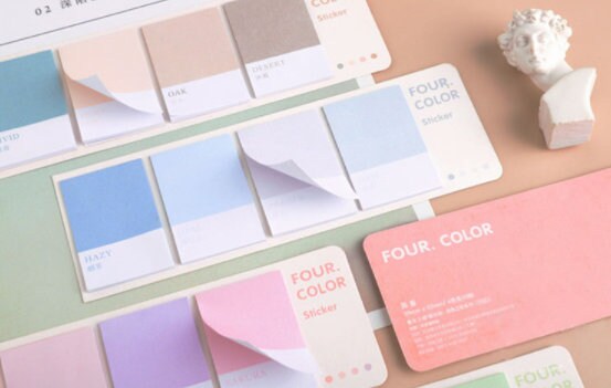 ชุดกระดาษโน้ตสีสันสดใส - กระดาษลอกลายสีพาสเทลสำหรับสำนักงาน - ตัวทำเครื่องหมายหน้า - แพลนเนอร์ บันทึกหัวข้อ สมุดสเก็ตช์ อุปกรณ์เรียน เครื่องเขียนโรงเรียน