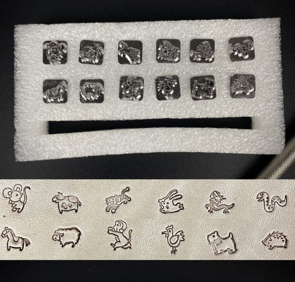 12 Pcs Animal Stamp Punch Set Leather Craft Metal Steel Punch Tools Leatherworking Clay Stamp Ceramic Stamp Polymer Clay Stamps for Pottery