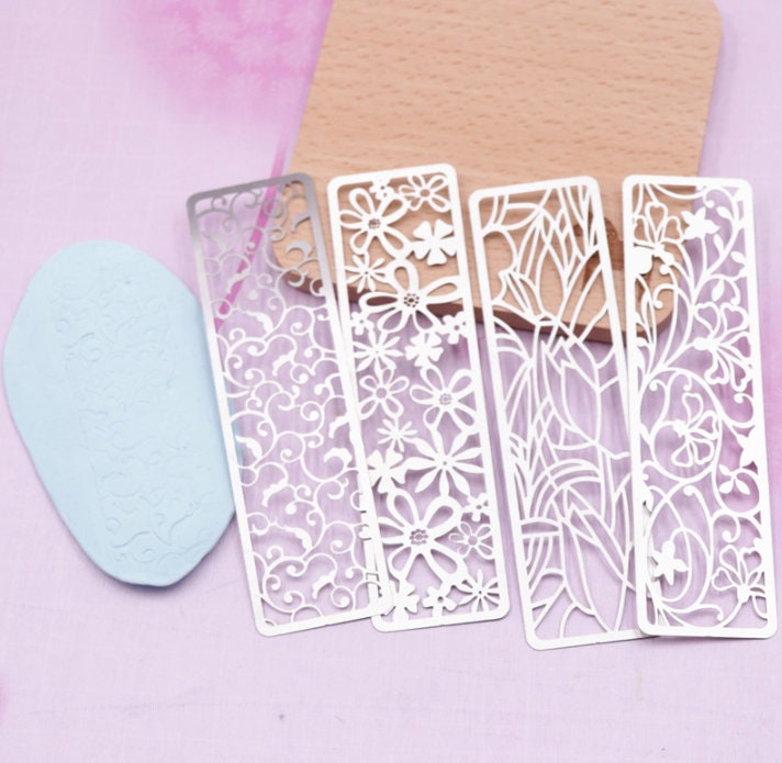 Polymer Clay Slab Stamp, Embossing Stamps, Polymer Clay, Soap Embossers, Ceramic Stamp, Pottery Tool, Sugar Cookie, Leaves Flower Template