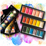 ชุดสีระบายน้ำ 6 สี แบบเนื้อทึบ มีประกายมุกและกลิตเตอร์ | สีเมทัลลิก | อุปกรณ์วาดภาพแบบพกพา | พาเลตต์สีน้ำ