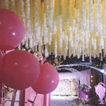White Red Pink Vine Hanging Flowers for Outdoor Indoor Wedding Ceremony Arch Artificial Silk Floral Decors Home Garden Party Decorations