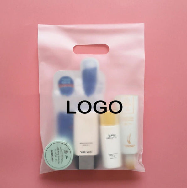20 Pcs Custom Shopping Bags with Logo for Boutique - Transparent Personalized Plastic Bags with Logo Custom Merchandise Bags for Business