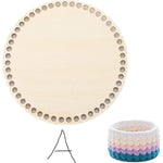 Wood Basket Base, Round Crochet Base, Circle Wooden Bottom with Holes for Crochet Baskets Crochet Coasters Trivets Basket Making Knitting