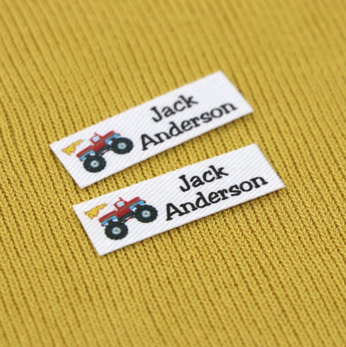 60 Pcs Iron On Labels - Custom Clothing Fabric Label Name Tag Handmade Design -Personalized Iron on Tags - Daycare Name Labels School Camps