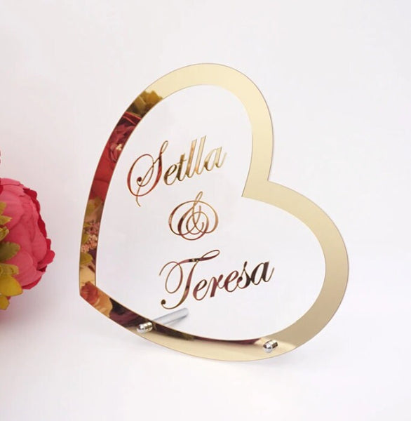 Panneau de Nom de Mariage Personnalisé - Panneau de Mariage Personnalisé - Panneau en Cœur Monsieur et Madame - Décor de Table de Mariage Autonome - Panneau de Nom de Famille