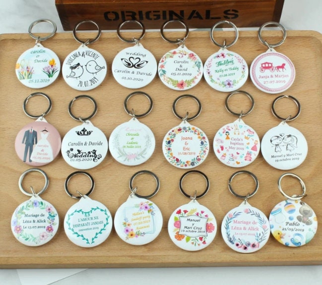 Custom Wedding Name Keychain,  Mirror Keyring, Personalized Name Keychain, Wedding Favor, Durable Key Chain, Nametag Luggage Tag, Keyholder