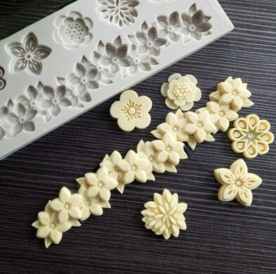 แม่พิมพ์ดอกไม้ซิลิโคน, แม่พิมพ์ดอกไม้เรซิน, ดอกไม้จิ๋ว, ต่างหู DIY, ฟอนดองต์, ดินโพลิเมอร์, แม่พิมพ์ช็อกโกแลต, แม่พิมพ์ซิลิโคน, แม่พิมพ์คาโบชง