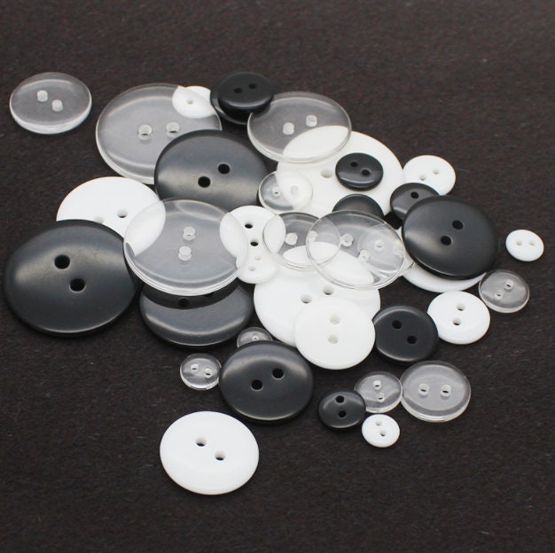 White Black Transparent Two Hole Buttons, Round Plastic Buttons, Sewing Buttons, 8mm 9mm 10mm 11mm 13mm 14mm 15mm