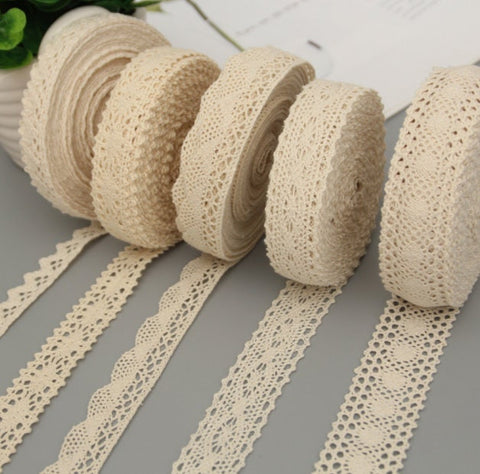 Lace Trim - Lace Ribbon - Sewing Lace - White ribbon - Ivory, Cream, Off-White - Cotton - Craft Card Making Bridal Wedding Lace