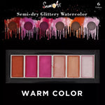 ชุดสีระบายน้ำ 6 สี แบบเนื้อทึบ มีประกายมุกและกลิตเตอร์ | สีเมทัลลิก | อุปกรณ์วาดภาพแบบพกพา | พาเลตต์สีน้ำ