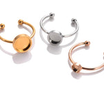 Open Stainless Steel Bezel Cup Ring Blank Cabochon Settings Findings 3 Colors And Size Adjustable Gold Silver Rose Gold Hypoallergenic