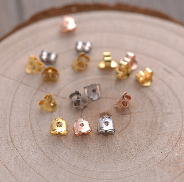 Earring Backs Replacements -Earring Backings - Earring Stoppers, Earring Nuts, Clutch, Stud - Jewelry Making Supplies - Gold Silver Rose