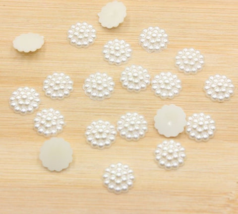 50 Pcs White Flatback Half Round Pearls for Embellishments - Loose Bead 14 mm - Glue On FlatBack Pearl Rhinestone, Glue On Embellishment Gem