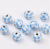 Plaid Paint Wood Round Spacer Beads, DIY Bracelet Necklace, Natural Wood Beads, Wood Round Balls For Jewelry Making, Charms Jewelry Findings