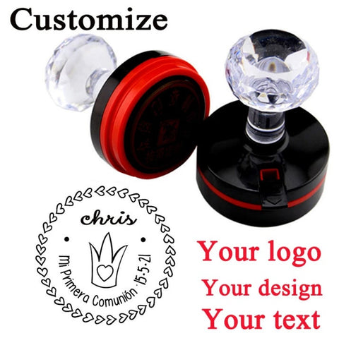 Custom Stamp - Round Personalized Logo Stamper - Name Branding Ink Stamp - Create Your Own Stamp - Customizable Teacher Stamp - Business