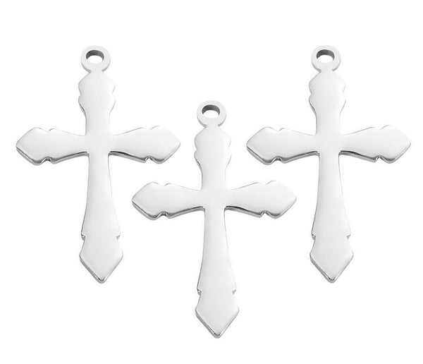 Cross Charm Pendant, Cross Charm, Tiny Cross Pendant, Antique Religious Charms, Bulk Silver Charms, Jewelry Making, Christian Faith Jewelry