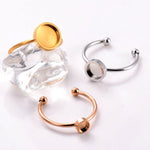 Open Stainless Steel Bezel Cup Ring Blank Cabochon Settings Findings 3 Colors And Size Adjustable Gold Silver Rose Gold Hypoallergenic