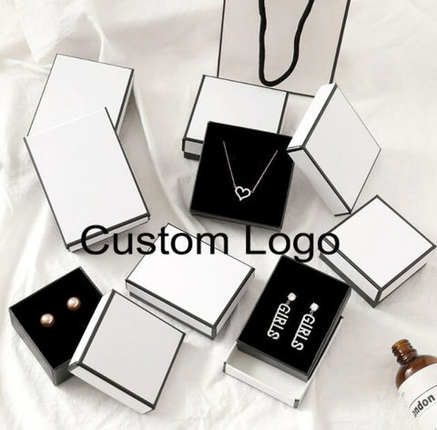 Custom Jewelry Boxes,  Personalized Paper Boxes, Custom Logo, Small Packaging Boxes Drawer, For Earring Necklace Ring, Bulk Wholesale