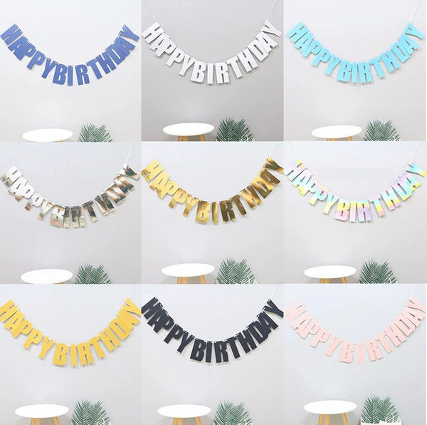 Happy Birthday Garland, Rainbow Party Decorations, Birthday Decorations Banner, Birthday Party Supplies Bunting Banner Eco, Reusable Kids