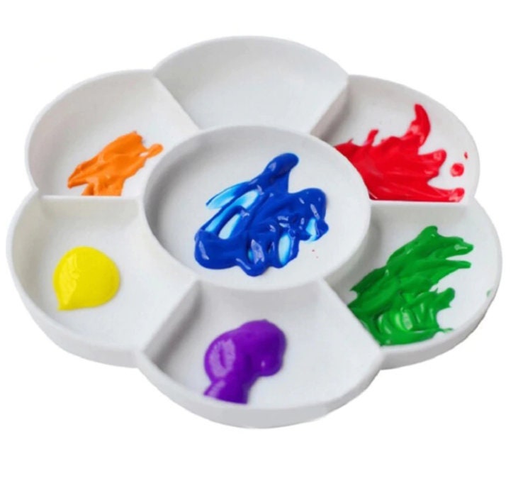 พาเลทสีสำหรับวาดภาพแบบพกพา | พาเลทสีวงกลม 6 ช่อง | สีน้ำ | สีอะคริลิก | อุปกรณ์งานศิลปะงานฝีมือ