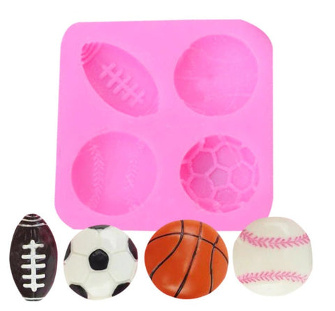 Basketball Football Soccer Baseball Silicone Mold, Sports Plaster Silicone Mold, Cake, Chocolate, Decoration, Epoxy Resin Casting Crafts DIY