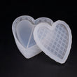 Heart Box Mold, Silicone Box Molds, Resin Silicone Jewelry Box Molds with Lid, Diamond Cut Trinkets Box Mold, Plaster DIY Tray Epoxy