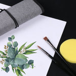 18 Pcs Paint Brushes Set - Watercolor Brushes - Oil Paint Brushes - Flat Painting Brushes - Wooden Art Artist Supplies - Nylon Holder Bag