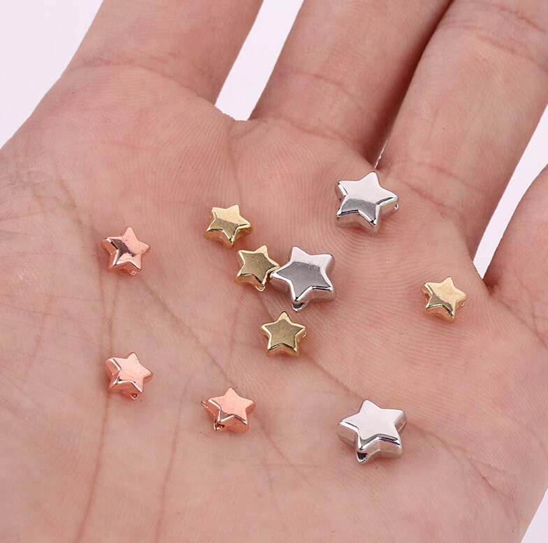 ลูกปัดดาวขนาดเล็ก 500-1000 ชิ้น ลูกปัดตัวคั่นรูปดาว สีทอง เงิน โรสโกลด์ สำหรับงานเครื่องประดับ ท้องฟ้ายามค่ำคืน เชื่อมต่อ เครื่องประดับแวววาว