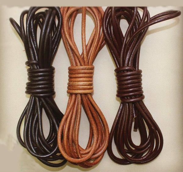 Cowhide Leather Cord - 1 2 3 4 5 6 7 8 9 10 mm - 1 Meter - Matte Round Leather Cords For Jewelry Making - Black Brown Necklace Bracelet Cord