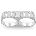 Personalized Double Finger Ring - Double Name Ring - Custom Two Finger Rings Women - Name Rings For Women Men Unisex Unique Gift For Her Him