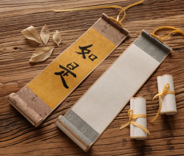 Blank Calligraphy  Scroll - Chinese Painting Scroll - DIY Wall Decoration Art Painting - Chinese Housewarming Gift Display Scroll Vertical