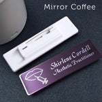 Personalized Name Badges, Custom Staff Employee Name Tags, Metal ID Tags Pin Laser Engraved UV Rated Signage Material Identification Logo