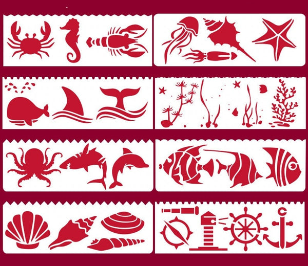 Fish Stencil, Reusable Stencil, Art Stencil, DIY Craft Stencil Painting Stencil Fish, Sea Life, Ocean, Animal,  Whale Shark Dolphin Airbrush