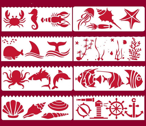 Fish Stencil, Reusable Stencil, Art Stencil, DIY Craft Stencil Painting Stencil Fish, Sea Life, Ocean, Animal,  Whale Shark Dolphin Airbrush