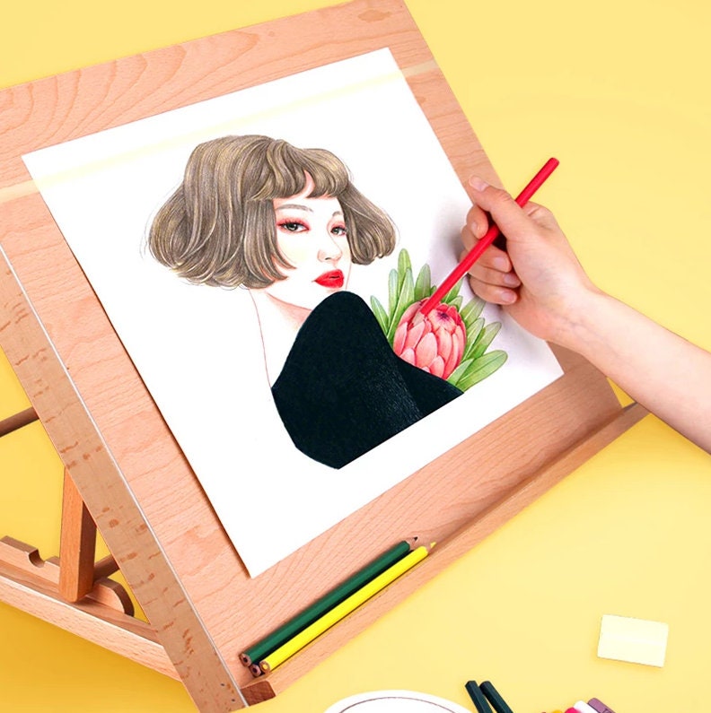 ขาตั้งวาดภาพแบบพกพาสำหรับเดินทาง - ขาตั้งโต๊ะปรับระดับได้สำหรับศิลปะ วาดภาพ สเก็ตช์ เขียน อ่าน ชมงานศิลป์ แสดงงาน