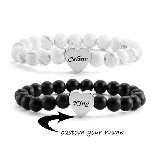 Custom Beaded Bracelet - Personalized Name Bracelet for Men Women - Gift for Him Dad Husband Boyfriend - Fathers Day Christmas Birthday ID Bracelet