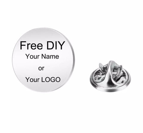 Custom Name Brooch, Gold Silver Black Brooch, Logo Brooch, Monogram Brooch, Personalized Name Jewelry, Groomsmen Gift, Birthday Gift for Him